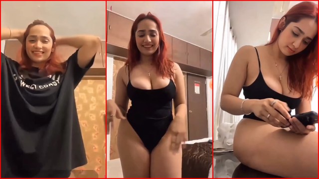 Aditi Mistry Viral Black Swim Suit Nude Boobs Pop out Live Recording Part 2